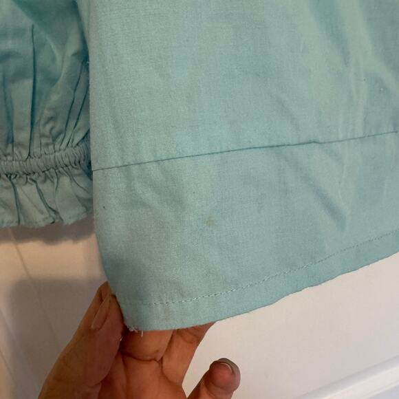 Vero Moda Blue Puff Sleeve Cropped Top Women’s Size M Summer Blouse Lightweight - Picture 4 of 7